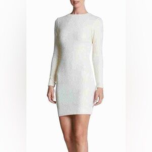Dress the Population Tori Bodycon Dress M White Gold Ivory Stretch